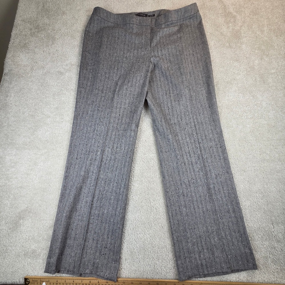 Lafayette 148 New York Barrow Grey Herringbone Wool Blend Trousers Womens 14